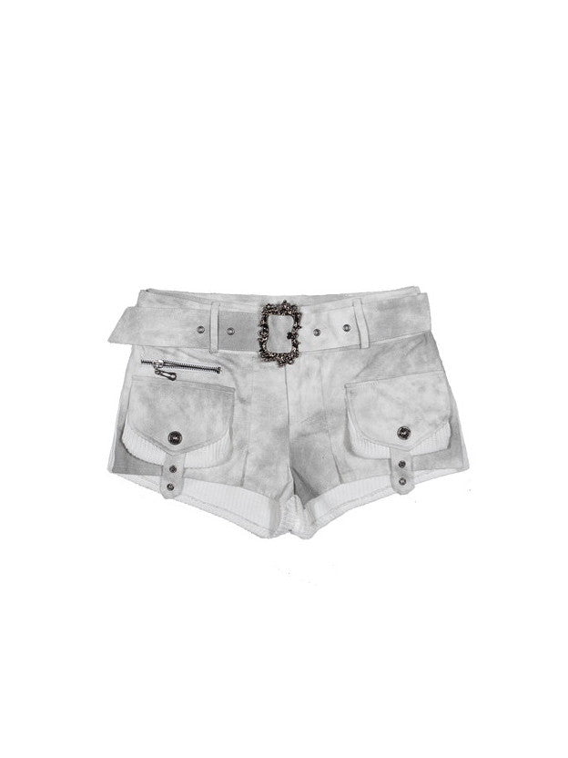 Belt Tie-Dye Lace-Up Pocket Casual Mini-Pants&Leg-Warmer