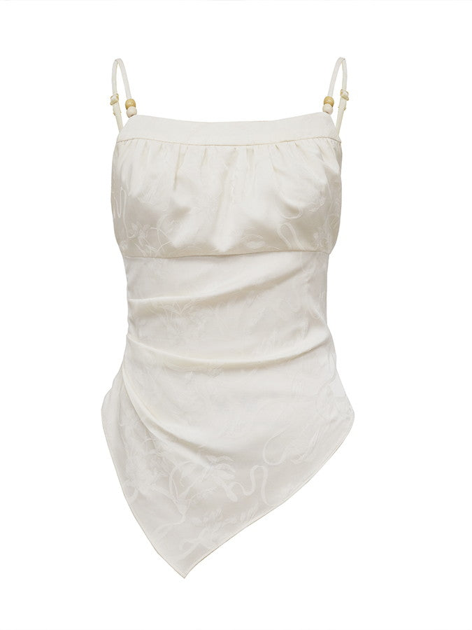 꽃 자수 비대칭 레트로 슬림은 카미솔을 수집합니다