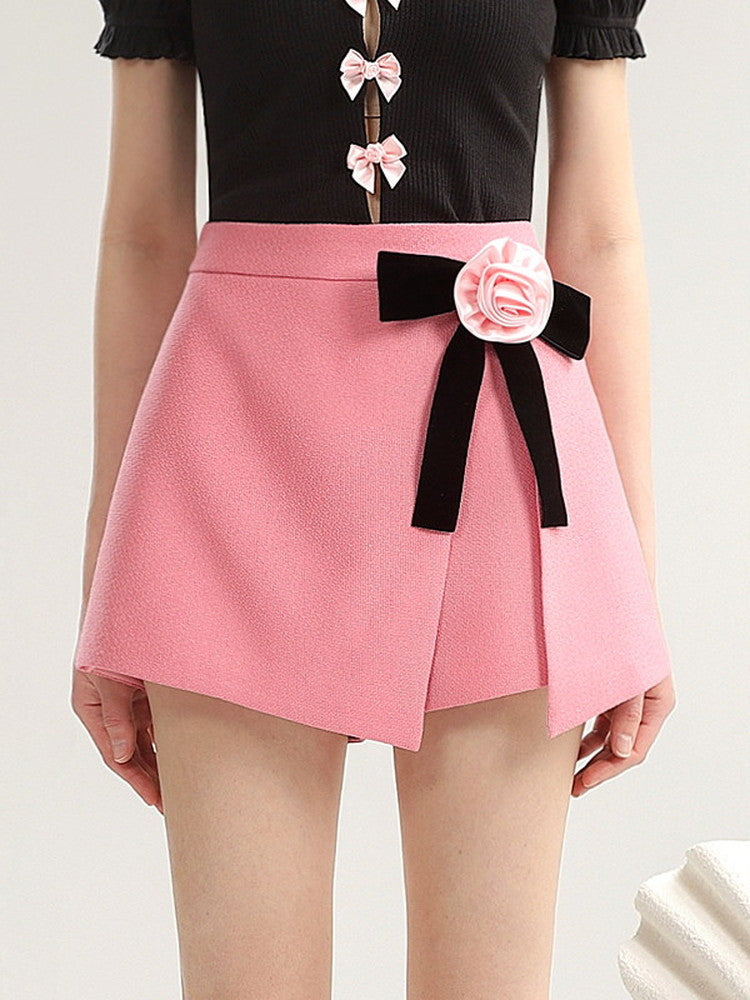 Rose Flower Wrap Short Sweet Mini-Skirt