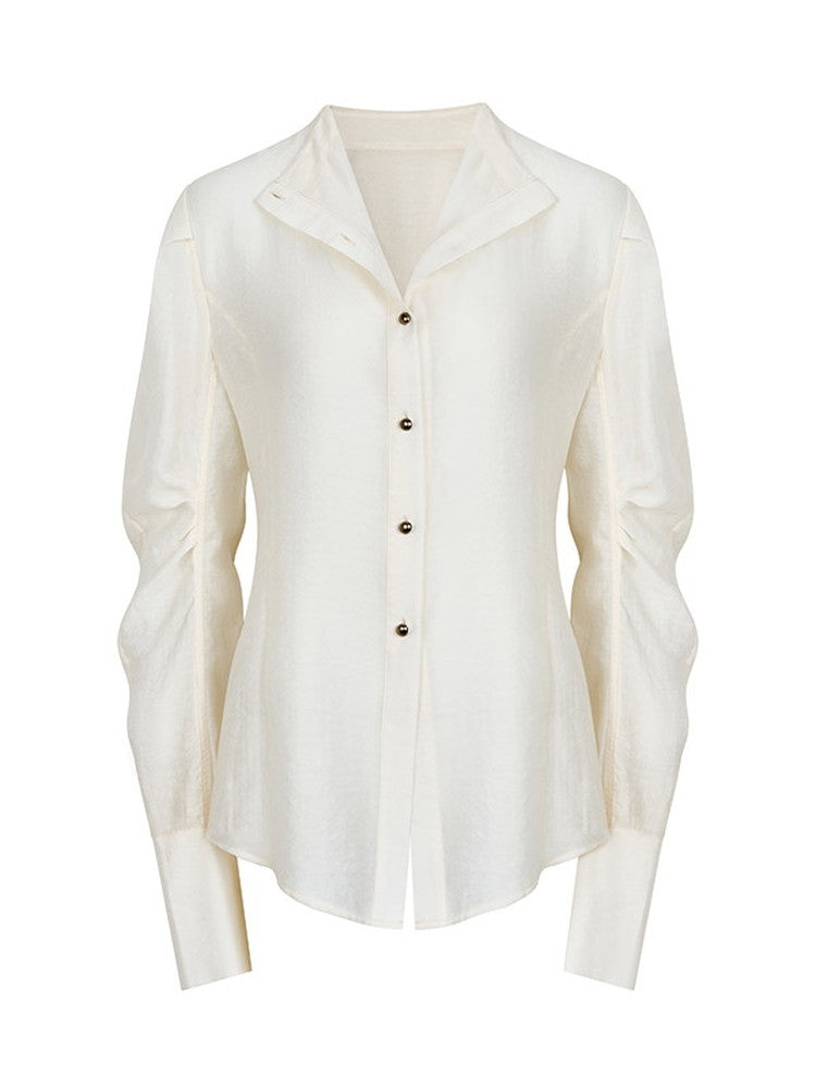 Oversize Wrinkled Sheer Chic Long-Scarf&Shirt