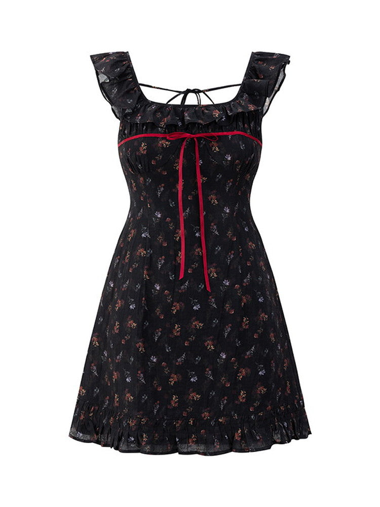 Flower Frill Feminine Short Sweet Dress