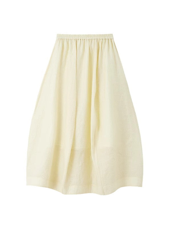 Natural Flare Simple Sheer Thin Long-Skirt