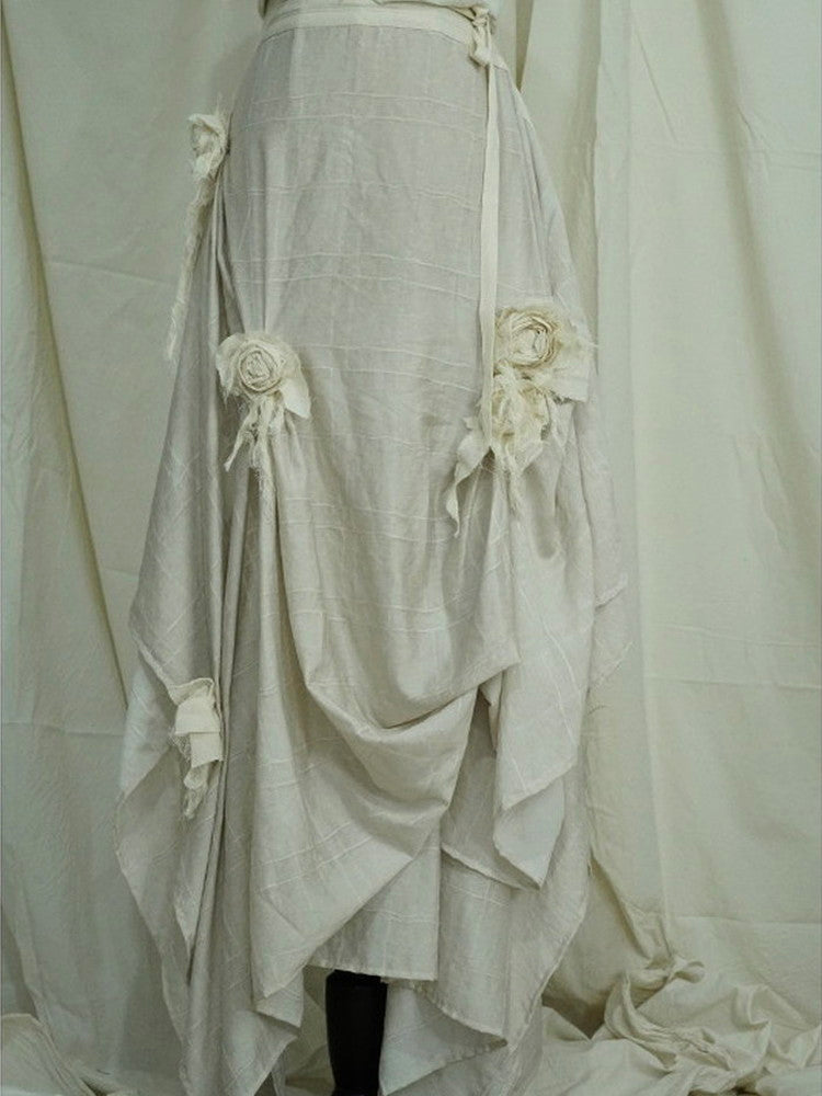 Rose Floewr Volume Asymmetry Long-Skirt