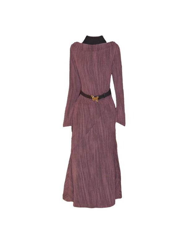 Open-Shoulder Retro Long Chic Drape 2Way One-Piece