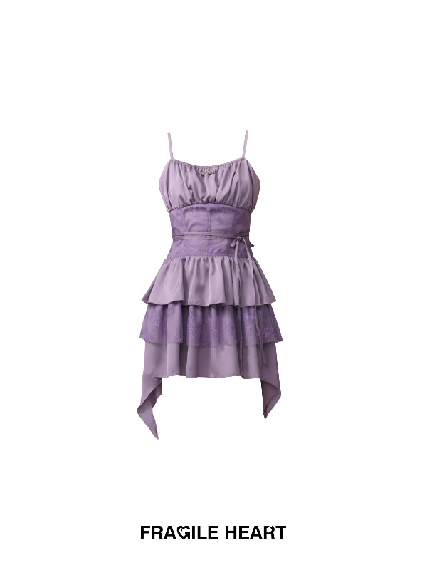Tiered Flwoer Ribbon Embroidery Frill Lace Flower One-Piece