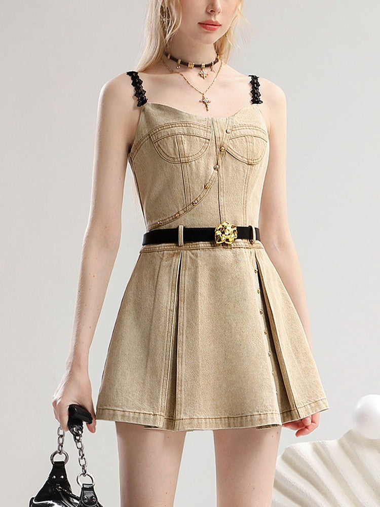 Simple Lather Narrow Metal Belt