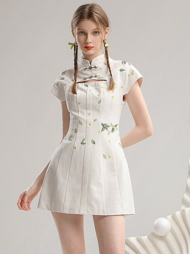China Leaf Short Slim Chic Dress