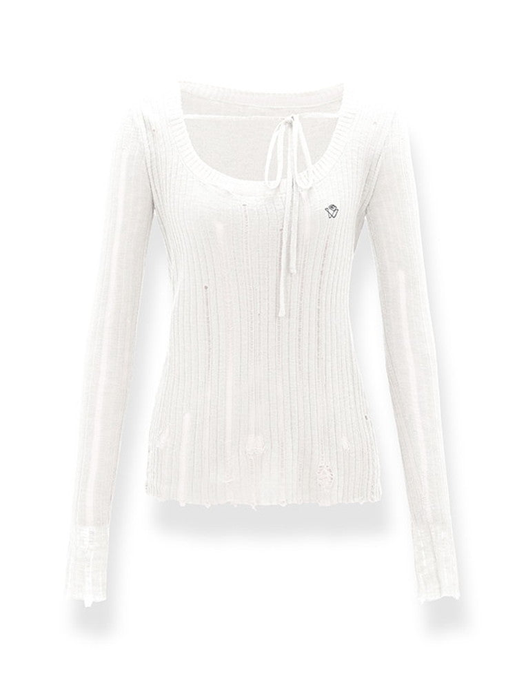 깎아 지른 저가 게이지 캐주얼 한 숄더 메쉬 니치 니트