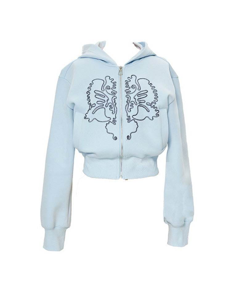 Hoodie Flower Casual Sweat Short Parka