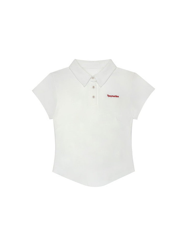 Set-Up Sports Casual Simple Pleats Polo-Shirt&Mini-Skirt