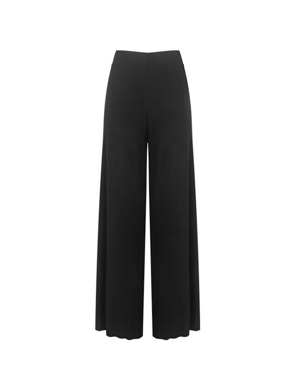 Plain Wide-Leg Casual Embroidery Stretch Lniy-Pants