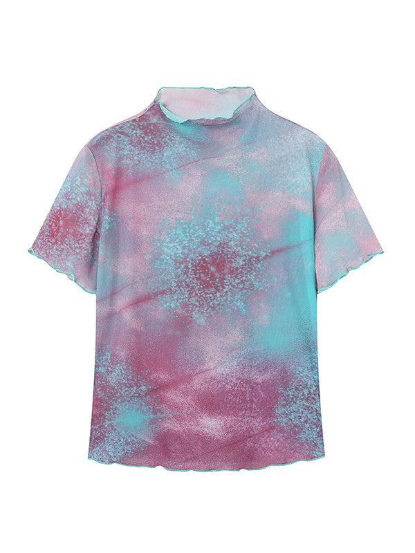 Tie-Dye Pale-Tone Cotton-Candy Nichi Spray Mellow T-Shirt