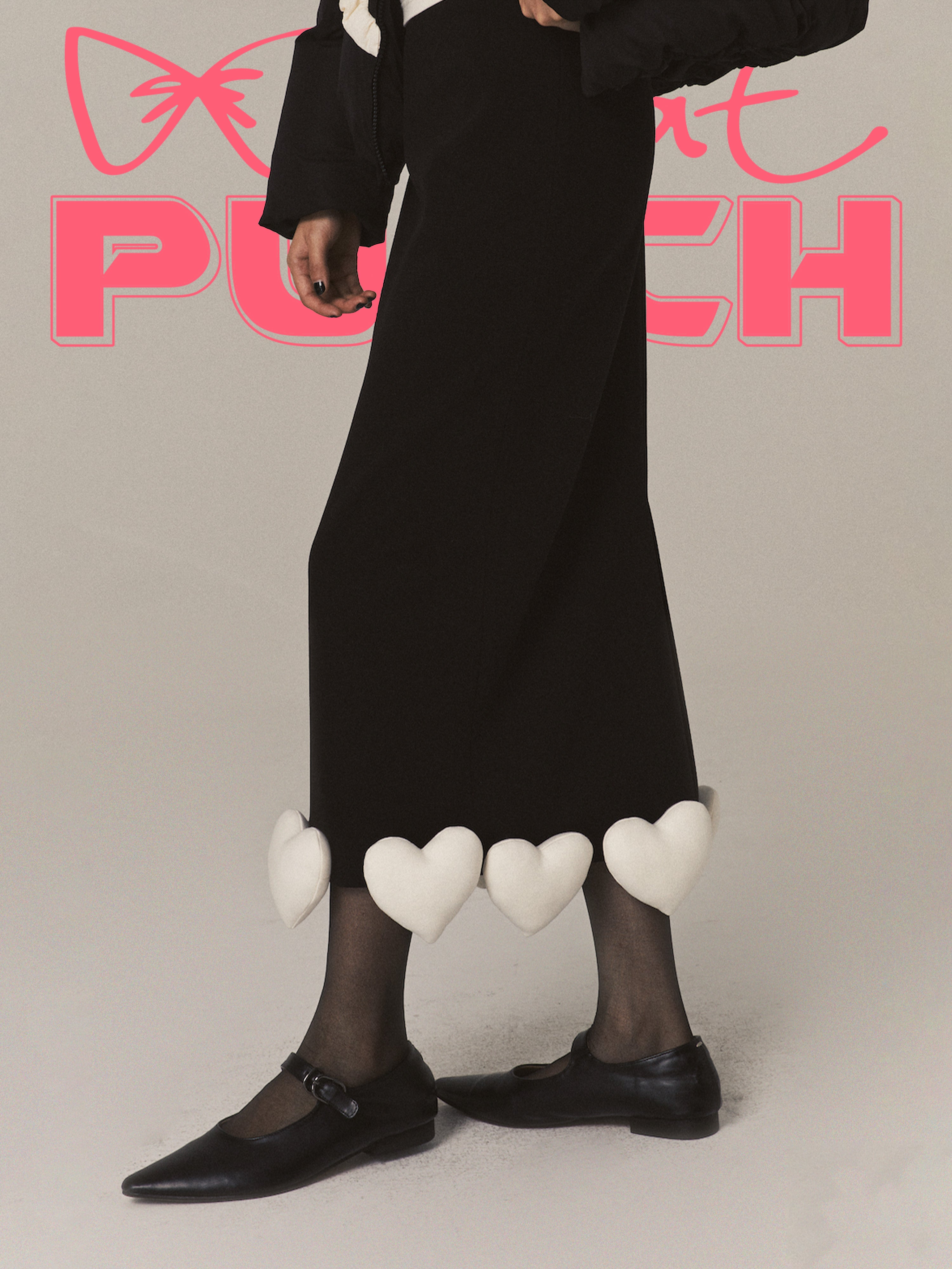 Chic 3D Heart Nichi Pencil Wool Long-Skirt