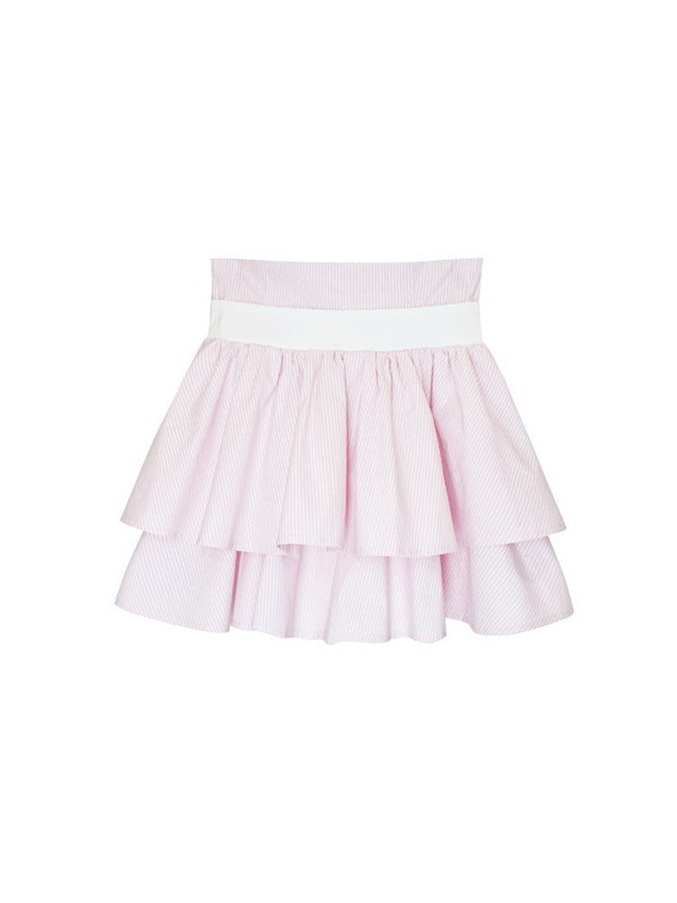 Set-Up Stripe Sailor Lace Cute Ribbon College Blouse&Long-Skirt