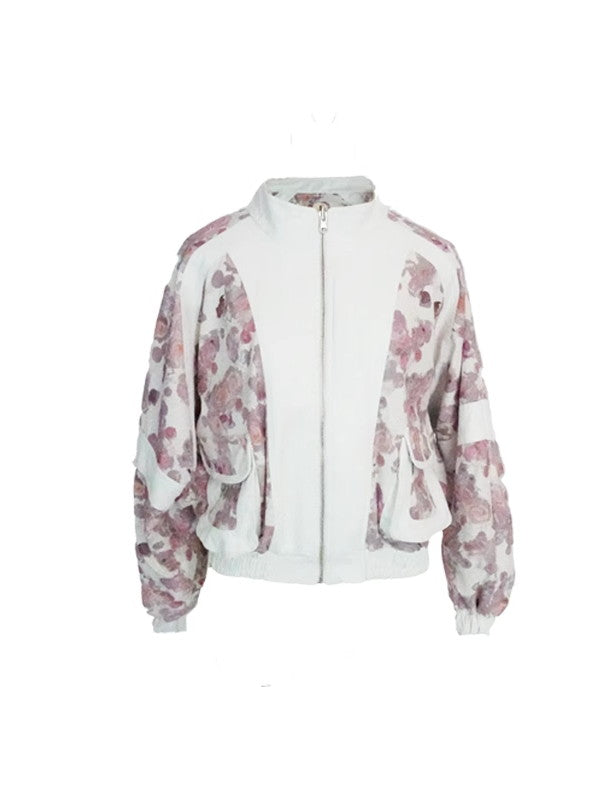 Reversible Flower Ribbon Leather Retro Feminine Jacket&Mini-Skirt
