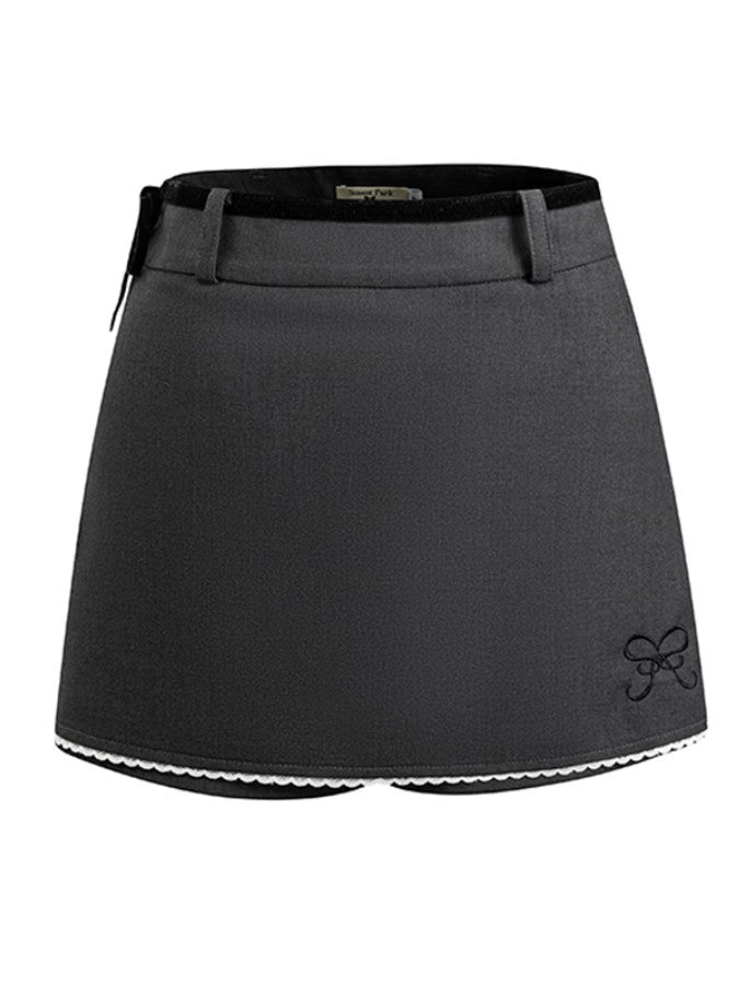 Lace Set-Up Velvet Chic Suit Jacket&Mini-Skirt