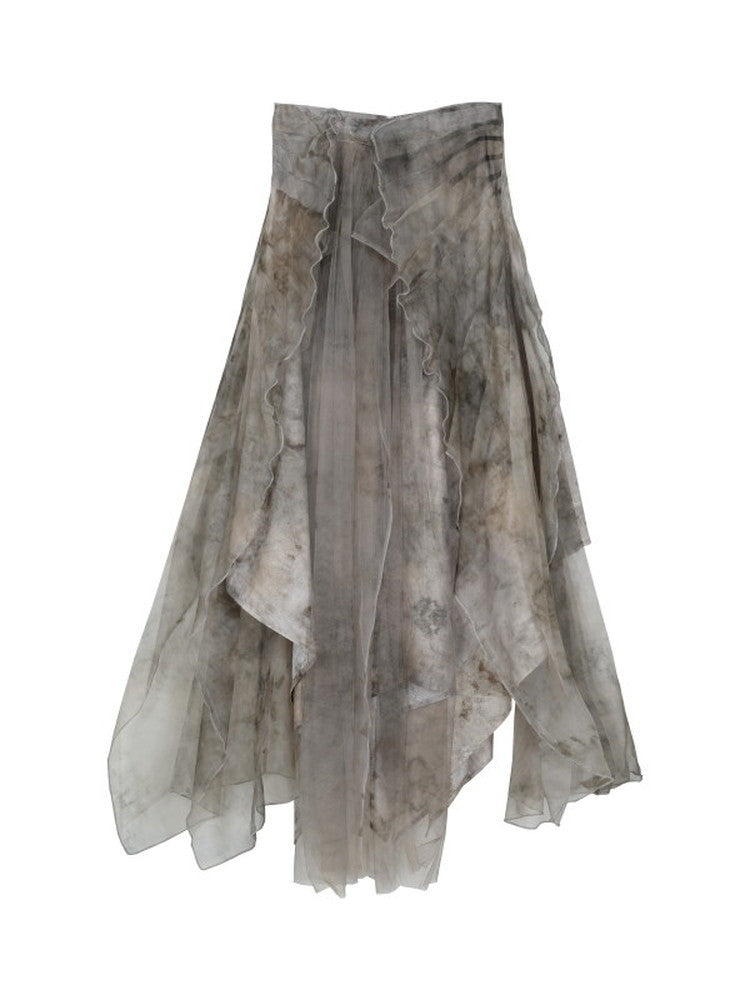 Set-Up Tie-Dye Chic Bare-Top Tops&Long-Skirt