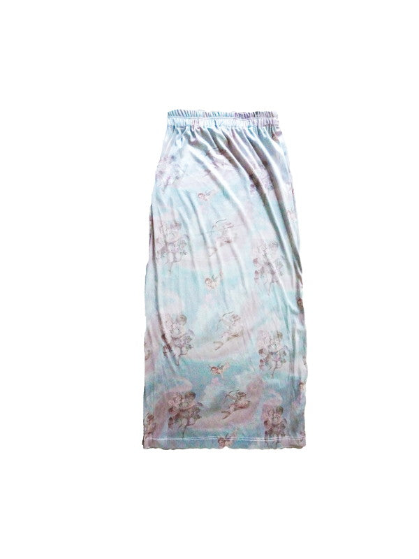 Velvet Cotton-Candy Drape High-End High-End V-Ausschnitt Candy-Sleeve Open-Shoulder Bluse & Rock