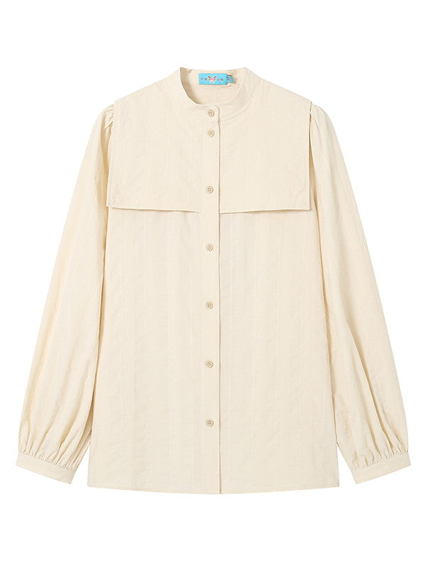 Band-Collar Simple Plain Oversize Shirt