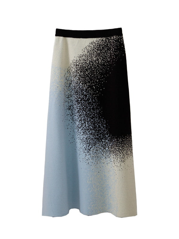 설치 스프레이 그라데이션 v- 넥 시키 딕 니트 및 장거리 스커트