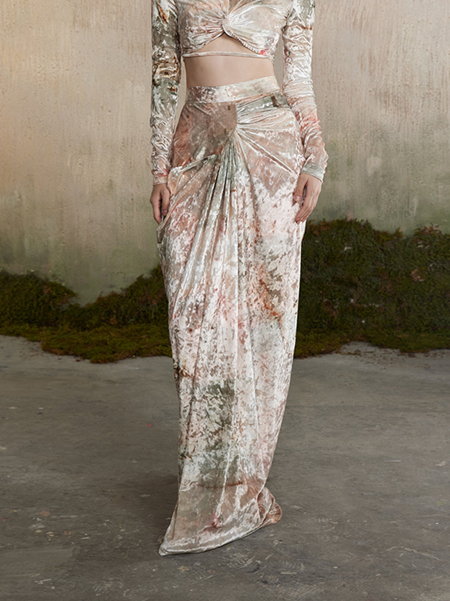 Samt hochhals glänzendes High-End-Blumen-Kurzfilm & Langstreicher