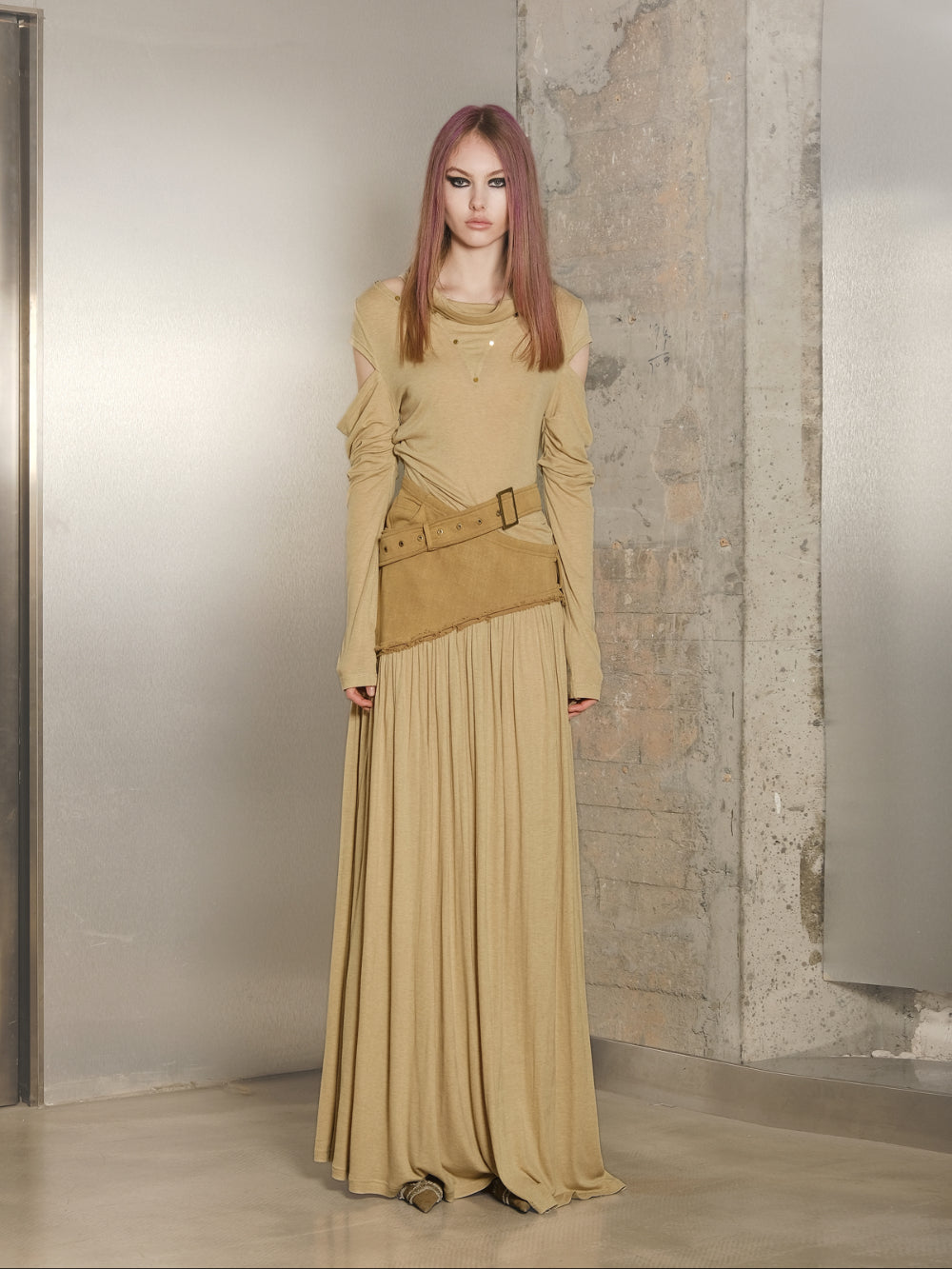 Nichi Belt Patchwork dünne Hülse-Schnitt Nichi Maxi Ein-Stück