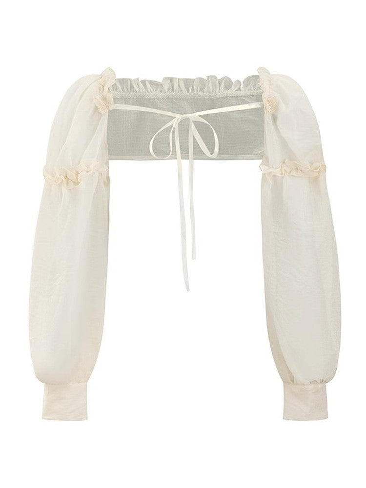 Long-Sleeve Lace Sheer Ballon Bolero