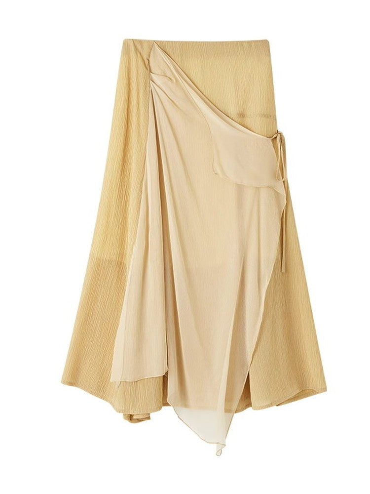 Nichi Docking Ciffon Flare Long-Skirt