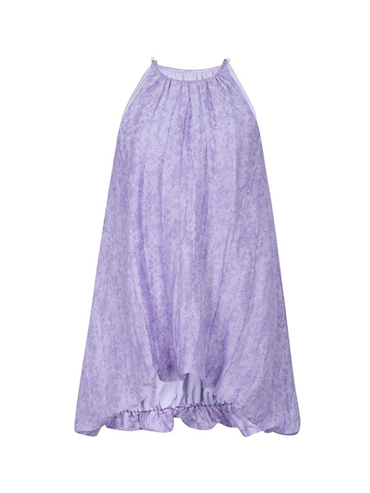 Wrinkled Loose Retro Balloon Embroidery Flower Chic Tops&Skirt