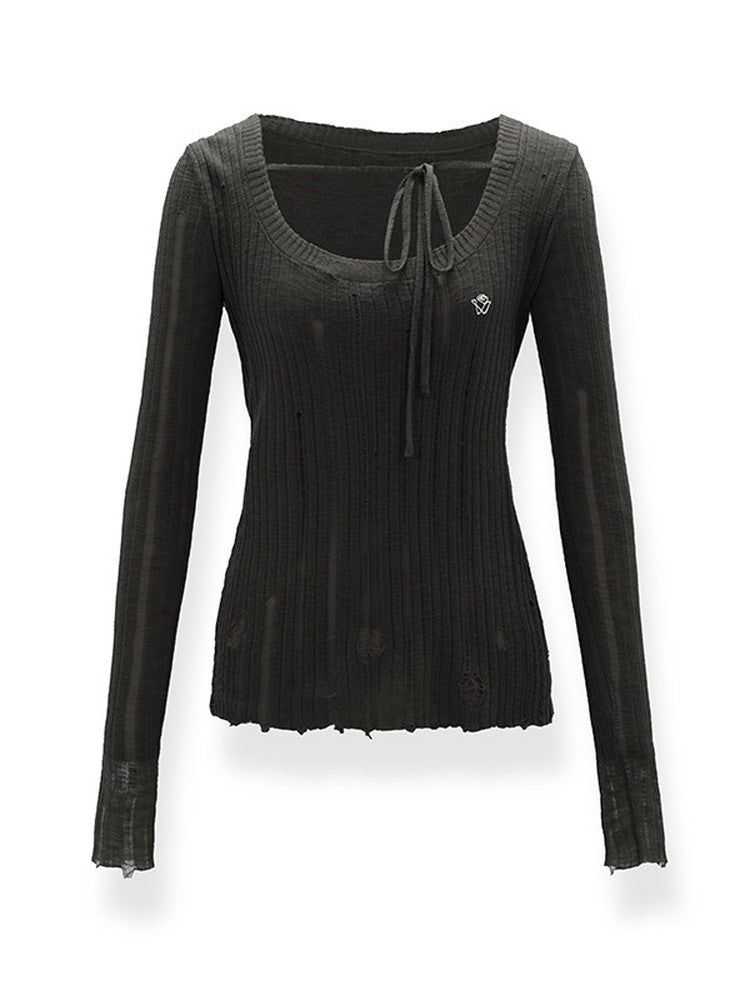 깎아 지른 저가 게이지 캐주얼 한 숄더 메쉬 니치 니트