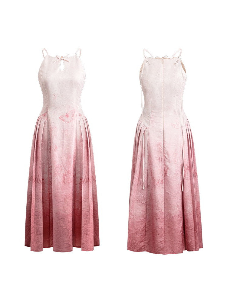 Gradation Back-Open Camisole Sexy Ribbon Summer One-Piece