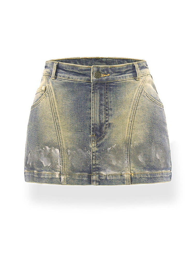 Denim-Wäschel Casual Setup Bare-Top & Minirocke