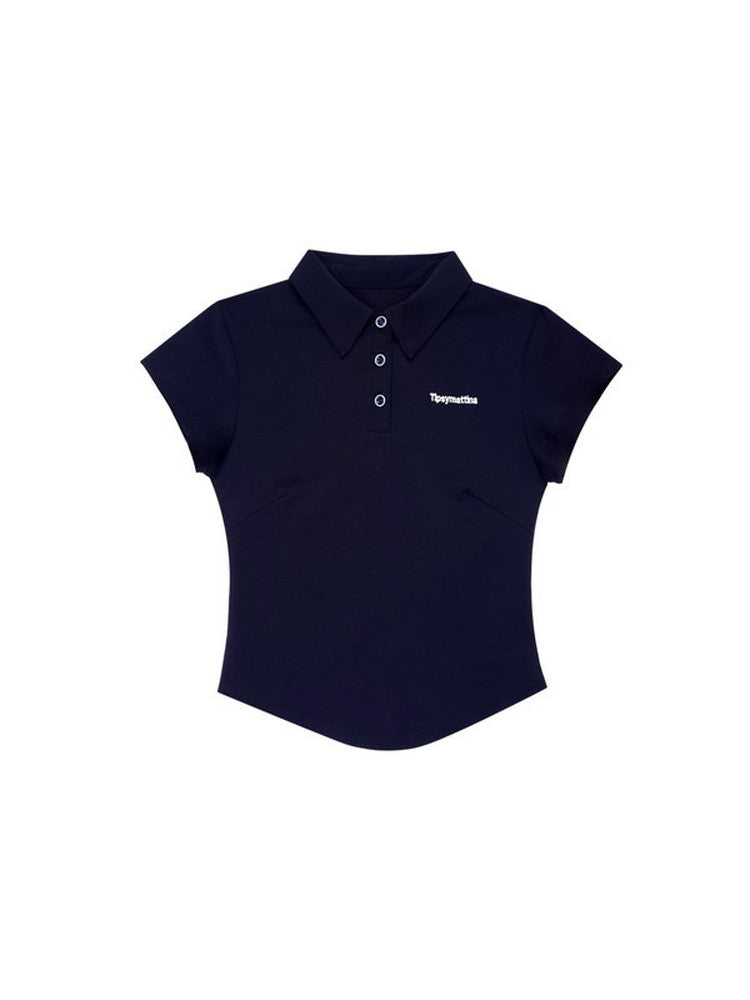 Set-Up Sports Casual Simple Pleats Polo-Shirt&Mini-Skirt