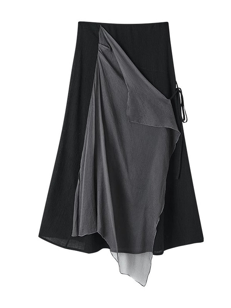 Nichi Docking Ciffon Flare Long-Skirt