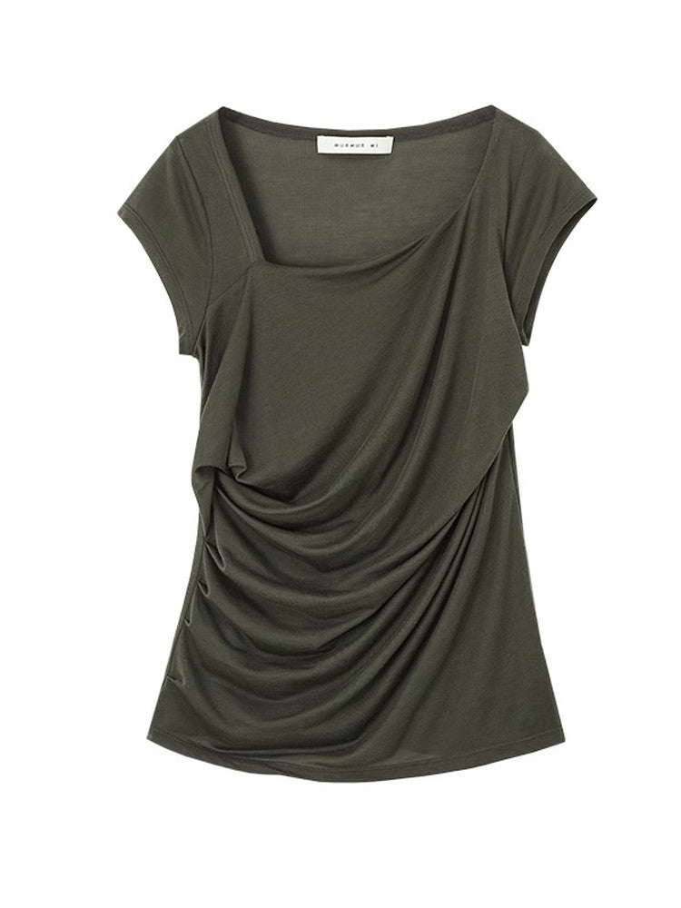 Drape Square-Neck Elegant Thin Plain Cutsew