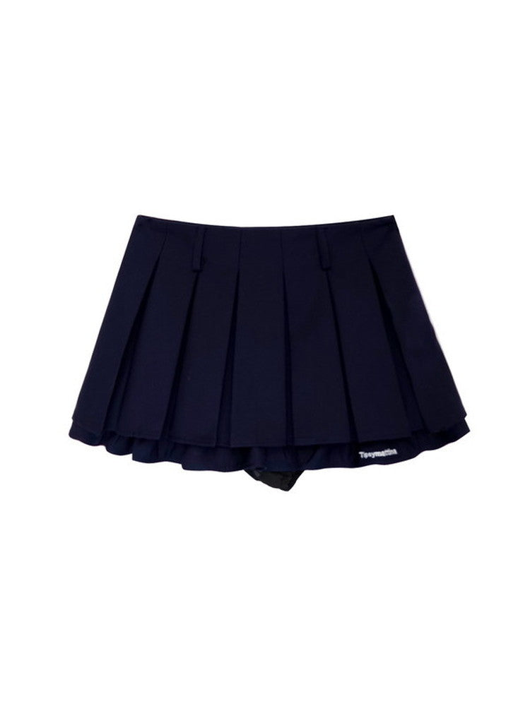 Set-Up Sports Casual Simple Pleats Polo-Shirt&Mini-Skirt