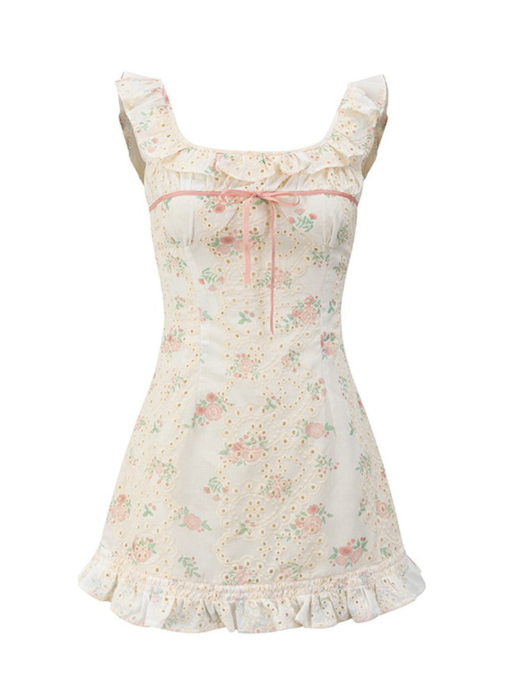 Flower Frill Feminine Short Sweet Dress