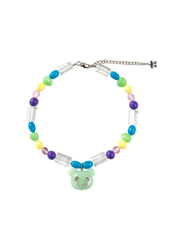 Bear Stone Bijou Beads Fancy Pierced&Earrings&Necklace