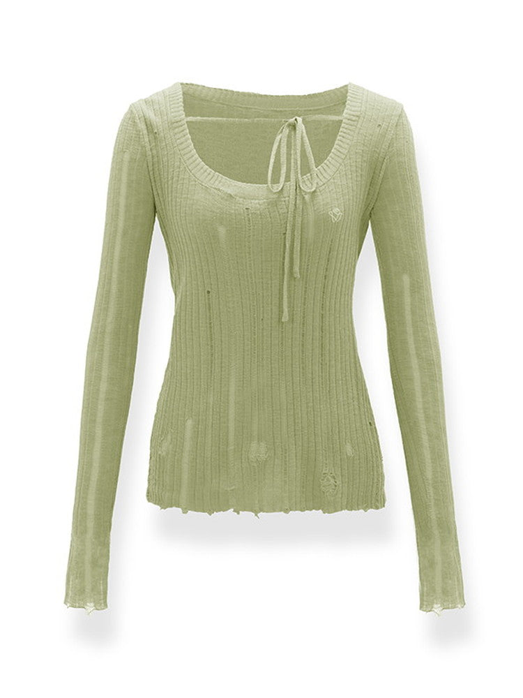 깎아 지른 저가 게이지 캐주얼 한 숄더 메쉬 니치 니트