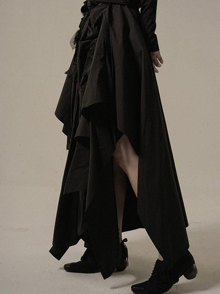 Rose Floewr Volume Asymmetry Long-Skirt