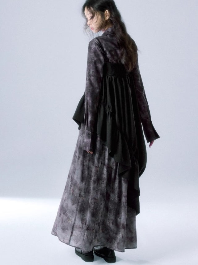 Kontrastes gekräuseltes Patchwork -Hosentuchkleid