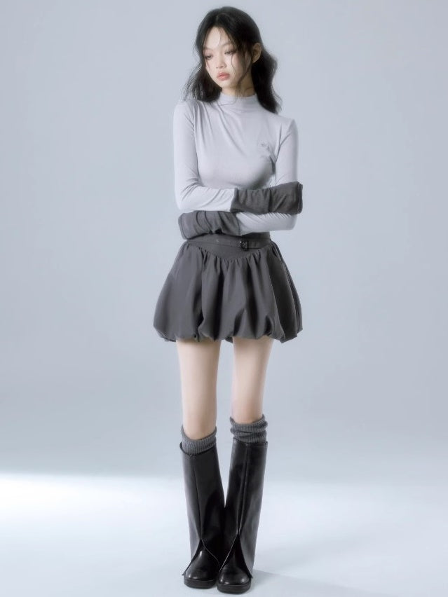 Embroidered Bottle Neck Slimming Bottoming Shirt