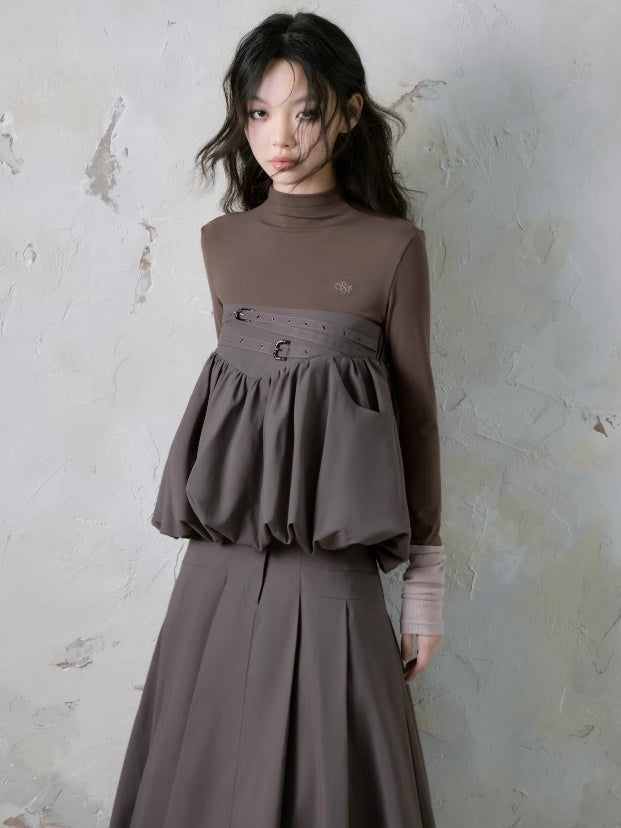 Embroidered Bottle Neck Slimming Bottoming Shirt