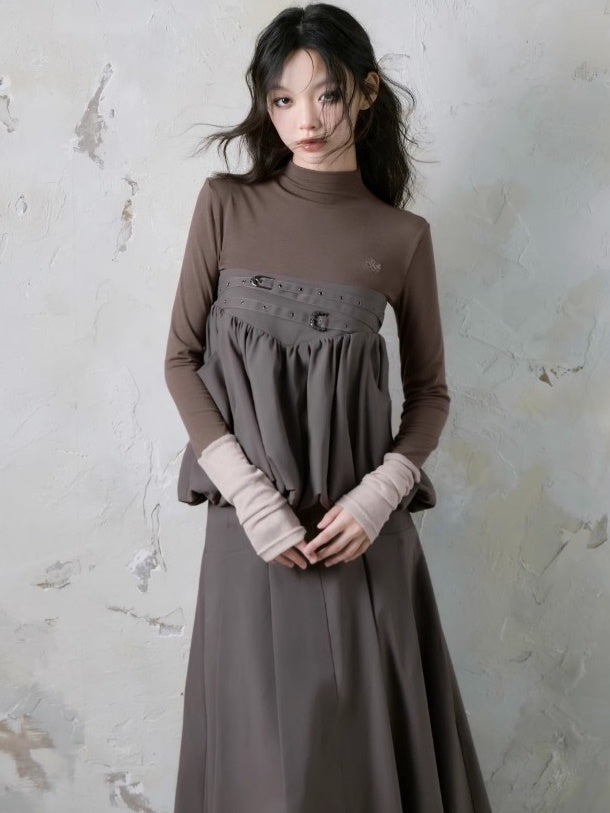 Embroidered Bottle Neck Slimming Bottoming Shirt