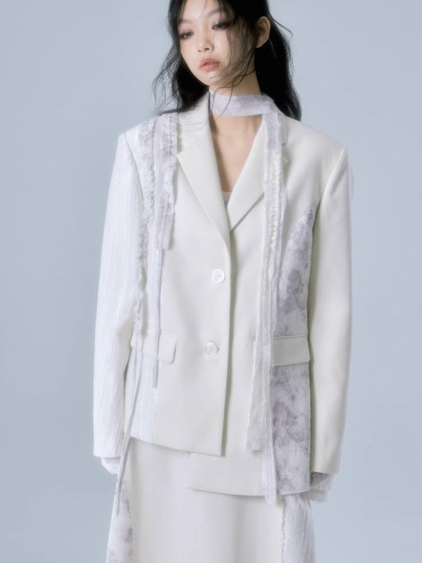 Printed Splicing Irregular Tailored Jacket