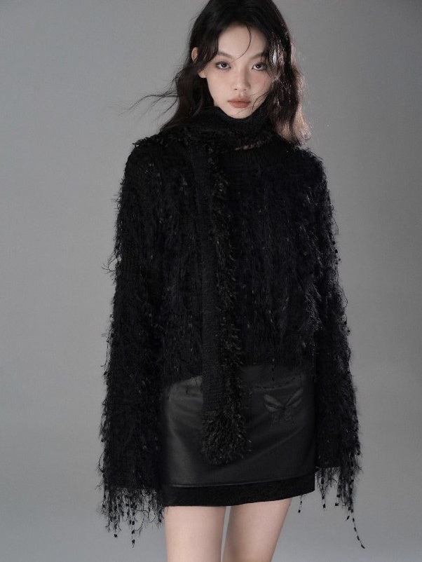 Tassel Feather Stitching Muffler