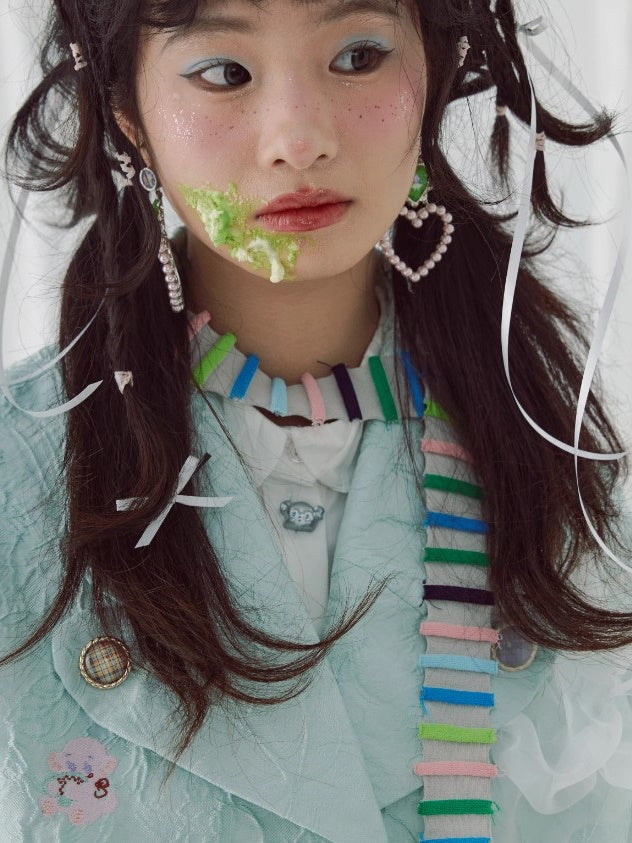 화려한 양모 공 좁은 스카프