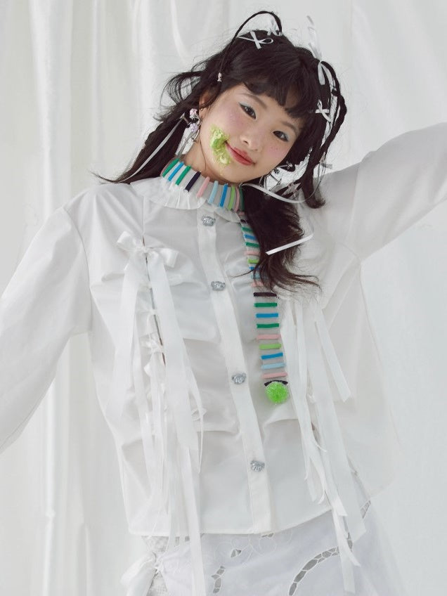 화려한 양모 공 좁은 스카프