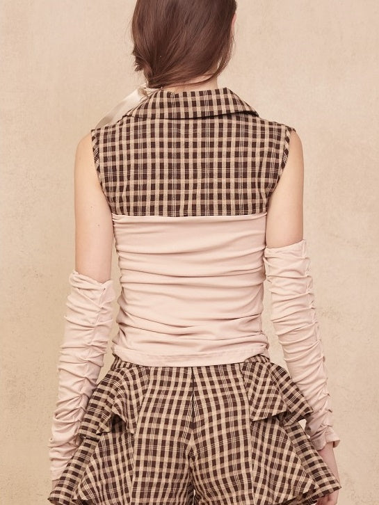 Plaid fliegende Ärmel -Top & Armabdeckung