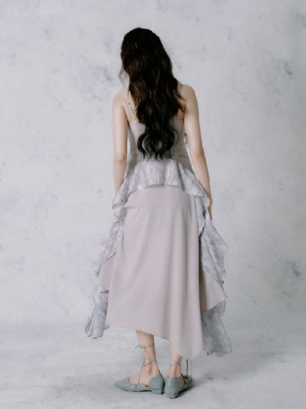 Mermaid Ruffle Stitching Suspender Dress